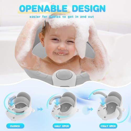 Baby Bath Seat for Babies 6 Months & Up, Bath Seats for Babies Sitting Up, 3 Baby Bath Toys, Open Design, Non-Slip, Compact Toddler Bath Seat.