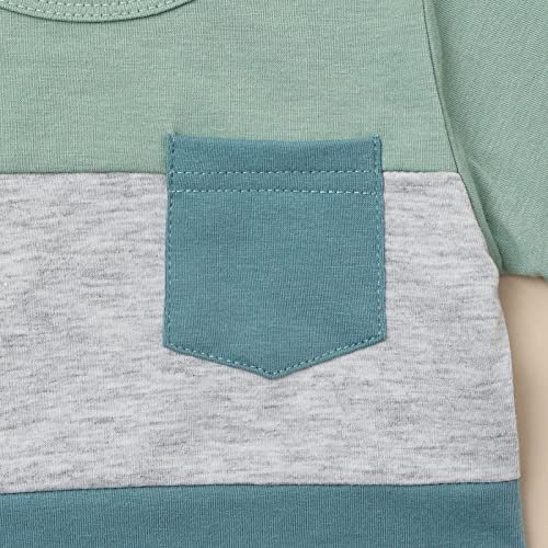 Baby Boy Clothes Toddler Boy Summer Outfits Short Sleeve Patchwork Top T-shirt & Pocket Pant Set 2 Piece 12 Months-4T