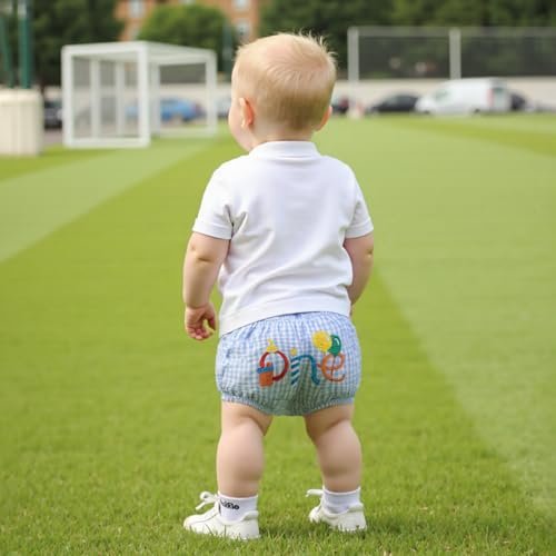 Baby Boy First Birthday Outfit One Year Old Golf Baseball Striped Bubble Shorts Diaper Cover Bloomers Clothes Summer