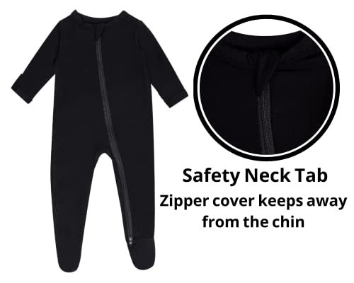Baby Boy Footed Pajamas with Mittens,Rayon Made from Bamboo Sleepers, 2 Way Zipper Long Sleeve Pjs