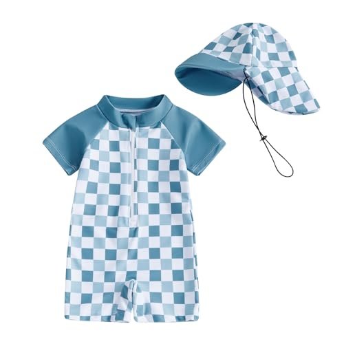 Baby Boy Girl Swimsuit One Piece Short Sleeve Rash Guard Zipper Swimwear Toddler Bathing Suit Infant Beach Outfits
