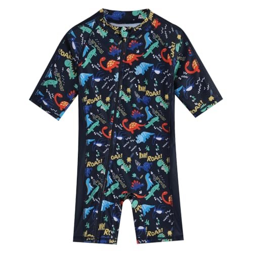 Baby Boy Swimsuit Rash Guard Shirts Toddler Boy Swimwear Sun Protection Infant One Piece Bathing Suit with Sun Hat