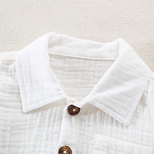 Baby Boys Clothes Set Toddler Infant Boys Button-down Shirt Tops + Cotton Gauze Shorts Summer Outfit 2PCS with Pockets