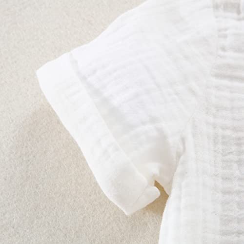 Baby Boys Clothes Set Toddler Infant Boys Button-down Shirt Tops + Cotton Gauze Shorts Summer Outfit 2PCS with Pockets