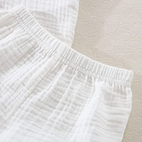 Baby Boys Clothes Set Toddler Infant Boys Button-down Shirt Tops + Cotton Gauze Shorts Summer Outfit 2PCS with Pockets