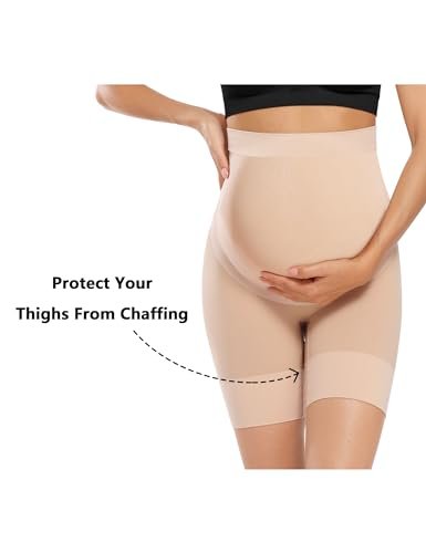 “Baby Bump” Premium Maternity Shapewear, High Waisted Mid-Thigh Pregnancy Underwear Prevent Chaffing Soft Adominal Support