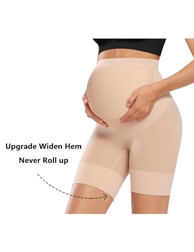 “Baby Bump” Premium Maternity Shapewear, High Waisted Mid-Thigh Pregnancy Underwear Prevent Chaffing Soft Adominal Support