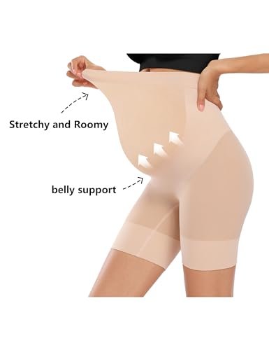 “Baby Bump” Premium Maternity Shapewear, High Waisted Mid-Thigh Pregnancy Underwear Prevent Chaffing Soft Adominal Support