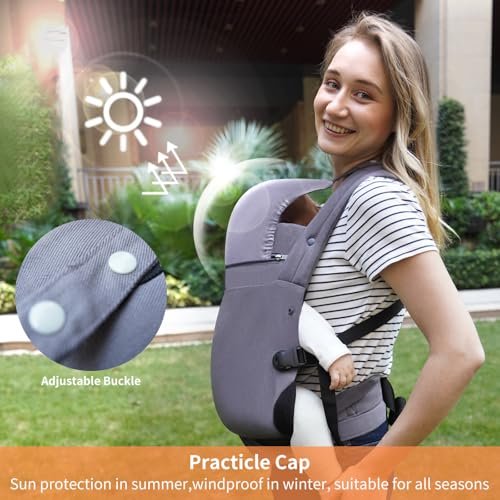 Baby Carrier, Baby Carrier Newborn to Toddler, Ergonomic, Cozy and Lightweight Infant Carrier for 7-44lbs, Effortless to Put On, Ideal for Hands-Free Parenting, Multi Use for Infant to Toddler