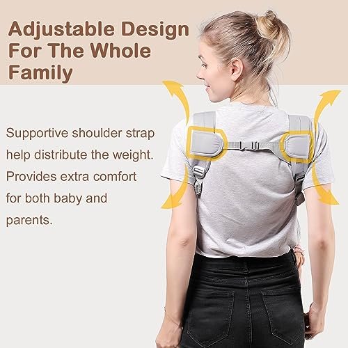 Baby Carrier Newborn to Toddler(7-30lbs), Toddler Carrier with Adjustable Shoulder Strap, Baby Holder Carrier with Breathable Mesh Fabric, Grey