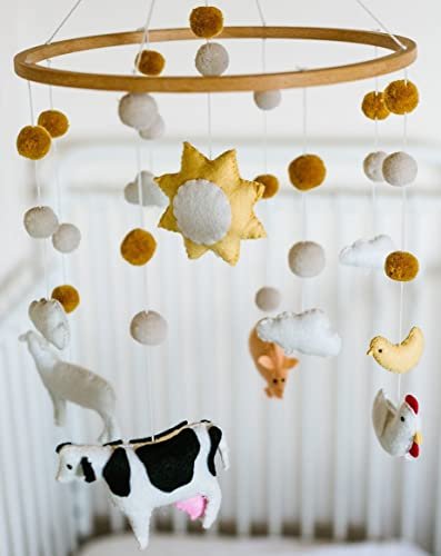 Baby Crib Mobile (Farm Animals) - Nursery Decoration and Baby Shower Gift for Boys & Girls