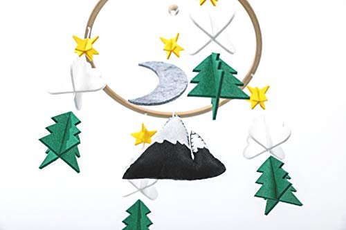 Baby Crib Mobile (Starry Woodland Night, Short Evergreen) - Baby Shower Gift Nursery Decoration for Boys & Girls
