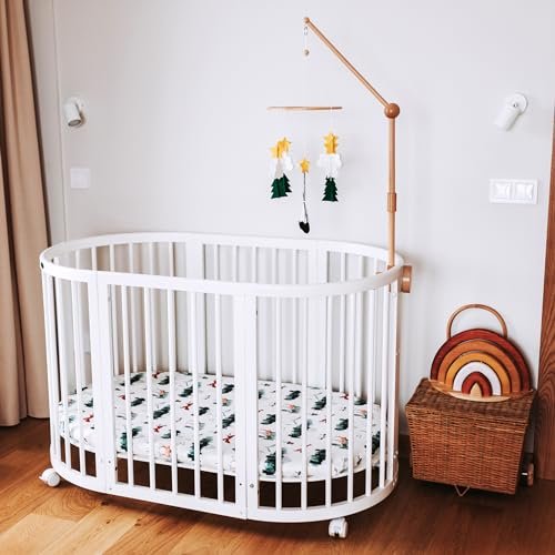 Baby Crib Mobile (Starry Woodland Night, Short Evergreen) - Baby Shower Gift Nursery Decoration for Boys & Girls
