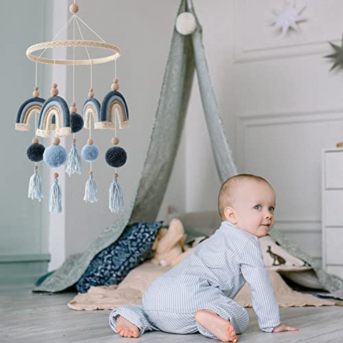 Baby Crib Mobiles Woodland for Newborn Baby Mobiles, Boho Rainbow Crib Mobile Nursery Decor, Baby Shower Use