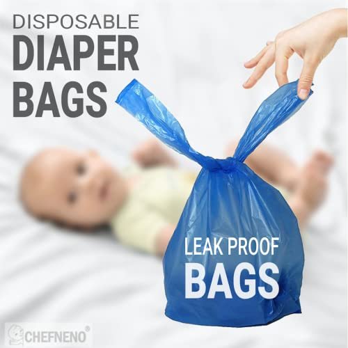 Baby Diaper Bag Disposable (500 Count, Blue) Fresh Baby Powder Scented Easy Tie Handles Bulk Diaper Sacks Disposable Dog Poop Bags Cat Litter Clump & Poop Bags Sanitary Pads Disposal Bags (500 Bags)