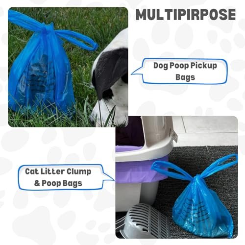 Baby Diaper Bag Disposable (500 Count, Blue) Fresh Baby Powder Scented Easy Tie Handles Bulk Diaper Sacks Disposable Dog Poop Bags Cat Litter Clump & Poop Bags Sanitary Pads Disposal Bags (500 Bags)
