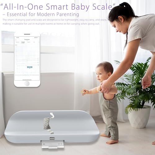 Baby Digital Weight Scale, Accurate Infant Scale with Bluetooth & Non-Slip Surface - Portable, Washable, for Newborns and Toddlers - Gray