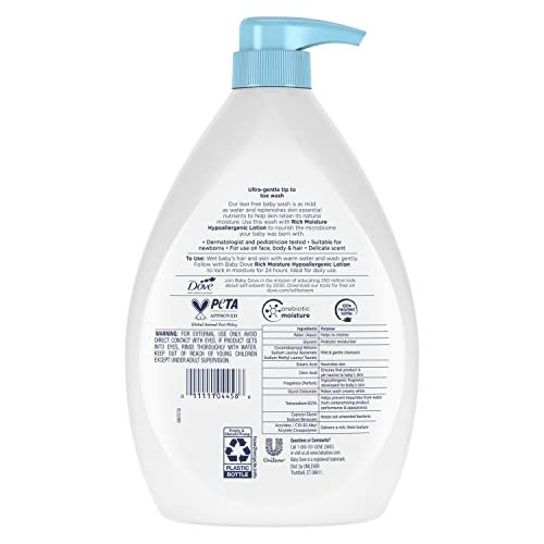 Baby Dove Sensitive Skin Care Baby Wash Rich Moisture For Baby Bath Time Tear-Free and Hypoallergenic 34 oz