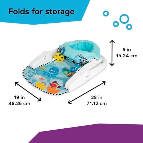 Baby Einstein Unisex Sea of Support 2 In 1 Sit Up Floor Seat with Soft Seat Pad, Store Tray, and Sea of Sensory Details, Multicolor