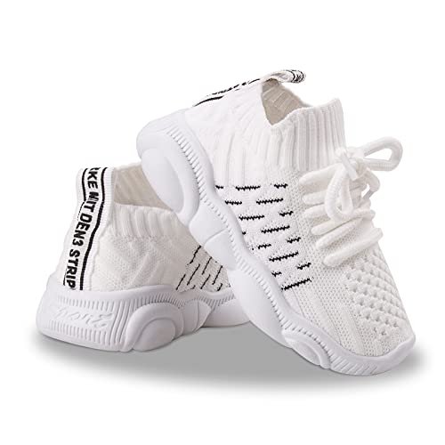 Baby First-Walker Shoes Size 4 Infant Soft Rubber Sole Crawling Indoor Shoes Toddler Boy Girls Extra Wide Knit Elastic Slip On Lightweight Mesh Breathable Prewalker Sneakers 9-12 Months (Pink,12.5)4T