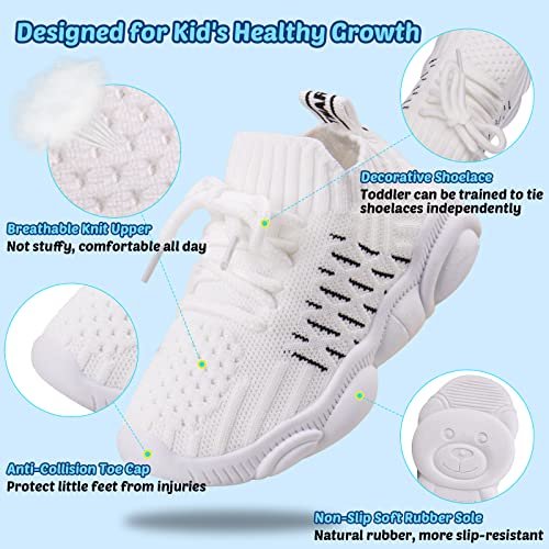 Baby First-Walker Shoes Size 4 Infant Soft Rubber Sole Crawling Indoor Shoes Toddler Boy Girls Extra Wide Knit Elastic Slip On Lightweight Mesh Breathable Prewalker Sneakers 9-12 Months (Pink,12.5)4T