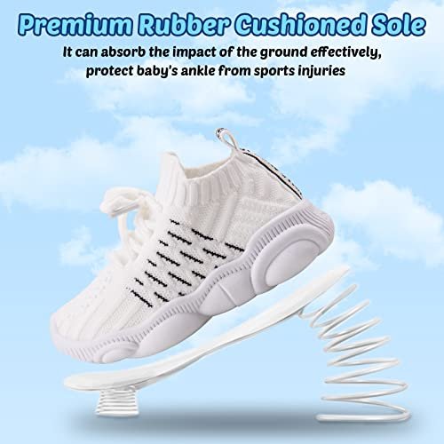 Baby First-Walker Shoes Size 4 Infant Soft Rubber Sole Crawling Indoor Shoes Toddler Boy Girls Extra Wide Knit Elastic Slip On Lightweight Mesh Breathable Prewalker Sneakers 9-12 Months (Pink,12.5)4T