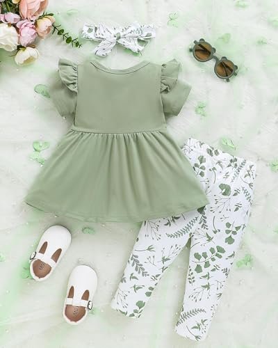 Baby Girl Clothes Toddler Girl Outfits Infant Girl Summer Clothes for Girl Ruffle Shirt Pants+Cute Headband 3PCS