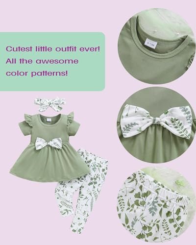 Baby Girl Clothes Toddler Girl Outfits Infant Girl Summer Clothes for Girl Ruffle Shirt Pants+Cute Headband 3PCS