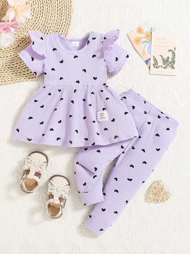 Baby Girls Clothes Toddler Girl Outfits Fall Infant WInter Ribbed Pants Set for 6 9 12 18 24 Months 2t 3t Girls