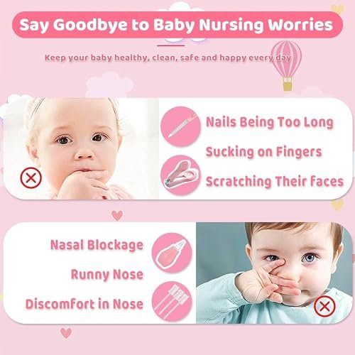 Baby Grooming Kit, 19 in 1 Baby Healthcare and Grooming Kit Newborn Nursery Health Care and Baby Nail Trimmer and Cleaner Essentials Set for Newborn Boys Girls (Pink)
