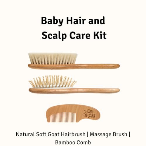 Baby Hair Brush Set for Newborns & Toddlers - Baby Brush and Comb Set with Soft Bristle Hair Brush Perfect for Cradle Cap, Newborn Showers & Registries Gift, Comb Brush for Girls & Boys