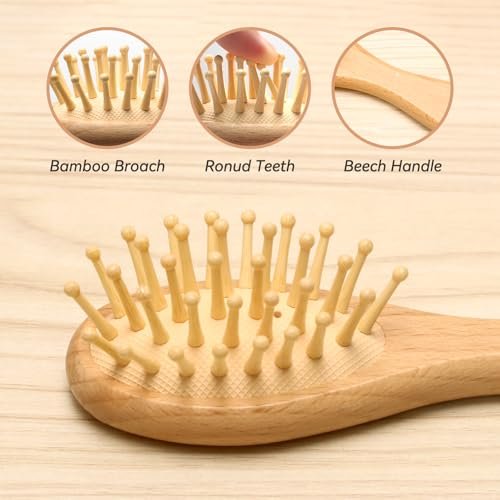 Baby Hair Care Kit, 5 in 1 Wooden Natural Goat Bristles Brush Cradle Cap Comb Baby Grooming Kit for Newborns Toddlers Boys Girls Gift