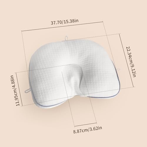Baby Head Pillow Upgraded Flat Head Pillow, Baby Neck Support for Carseat Soft and Breathable Ergonomic Design, White
