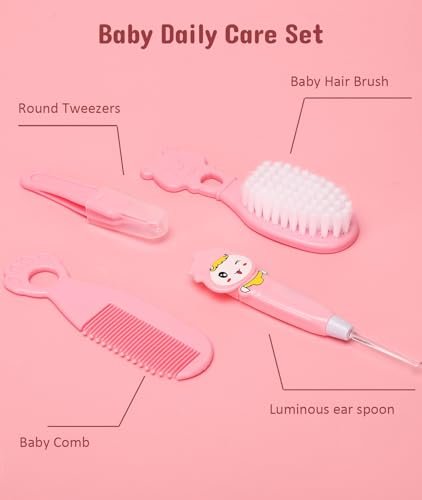Baby Healthcare and Grooming Kit, Electric Safety Nail Trimmer Baby Nursery Kit, Newborn Care Kits with Hair Brush Comb for Newborn Infant Toddlers Baby Boys Girls Kids, Baby Shower Gifts