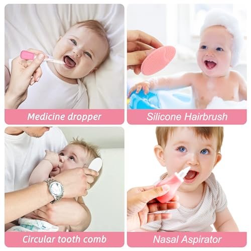 Baby Healthcare and Grooming Kit for Newborn Kids, 31PCS Upgraded Safety Baby Care Kit, Newborn Nursery Health Care Set, Baby Care Products (Pink（31PCS)