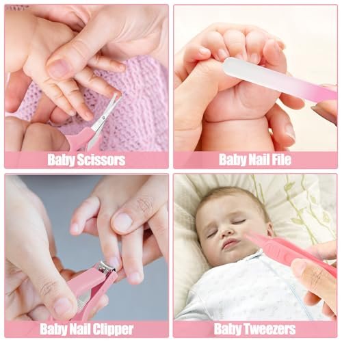 Baby Healthcare and Grooming Kit for Newborn Kids, 31PCS Upgraded Safety Baby Care Kit, Newborn Nursery Health Care Set, Baby Care Products (Pink（31PCS)