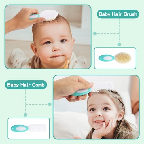 Baby Healthcare and Grooming Kit with Nail Clippers, Scissors, Infant Grooming Kit for Newborns (18 in 1, Green)