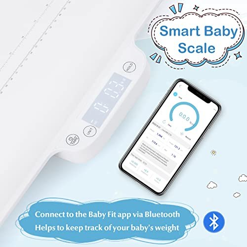 BABY JOY Baby Scale, Multifunctional Pet Scale with Digital LED Display, 4 Weighing Modes, Curved Tray, Rubber Feet, Weighing Scale for Newborn, Animals, High Precision at 0.1oz, Max Weight 66lbs