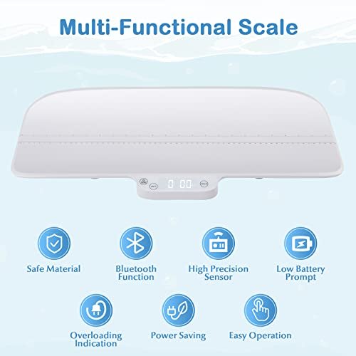 BABY JOY Baby Scale, Multifunctional Pet Scale with Digital LED Display, 4 Weighing Modes, Curved Tray, Rubber Feet, Weighing Scale for Newborn, Animals, High Precision at 0.1oz, Max Weight 66lbs