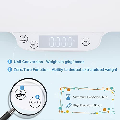 BABY JOY Baby Scale, Multifunctional Pet Scale with Digital LED Display, 4 Weighing Modes, Curved Tray, Rubber Feet, Weighing Scale for Newborn, Animals, High Precision at 0.1oz, Max Weight 66lbs
