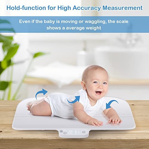 BABY JOY Baby Scale, Multifunctional Pet Scale with Digital LED Display, 4 Weighing Modes, Curved Tray, Rubber Feet, Weighing Scale for Newborn, Animals, High Precision at 0.1oz, Max Weight 66lbs