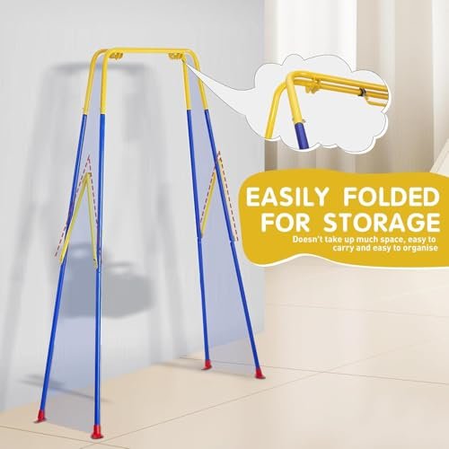 Baby Jumper with Stand, Toddler Swing Set forIndoor/Outdoor Play, Jumper for Baby 6-24 Months,Baby Jumpers and Bouncers with Adjustable Chain,Easy to Assemble & Store (Black)