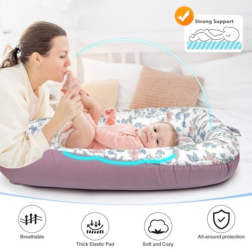 Baby Lounger - Baby Lounger for Newborn 0-24 Months, Breathable & Soft Baby Nest, Portable and Lightweight Lounger for Home and Travel, Ideal Newborn Babies Essentials