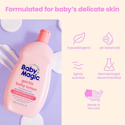 Baby Magic Gentle Baby Lotion 9oz Vitamins & Aloe Free of Parabens, Phthalates, Sulfates and Dyes, Camellia Oil & Marshmallow Root, 9oz (Pack of 1)