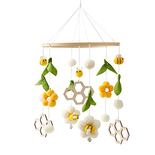 Baby Mobile for Crib, Nursery Mobile Decor, Bee Decoration for Infant, Soft Mobile for Boys and Girls