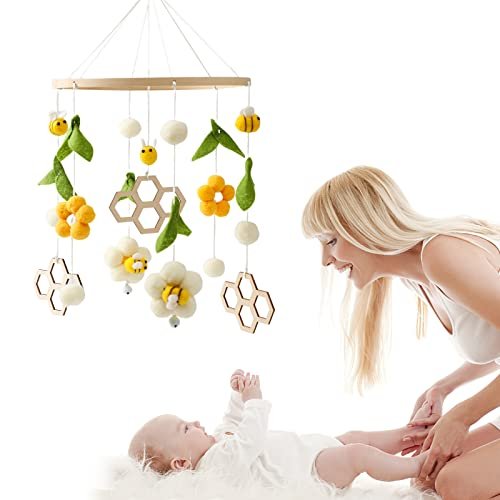 Baby Mobile for Crib, Nursery Mobile Decor, Bee Decoration for Infant, Soft Mobile for Boys and Girls