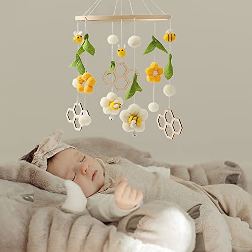 Baby Mobile for Crib, Nursery Mobile Decor, Bee Decoration for Infant, Soft Mobile for Boys and Girls