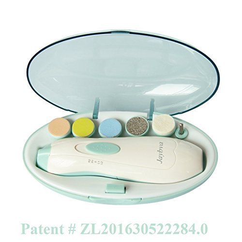 Baby Nail File Electric Nail Trimmer - Jaybva Safe Baby Nail Clippers Cutter for Newborn Children Toddlers Kids with LED Light Blue and Green