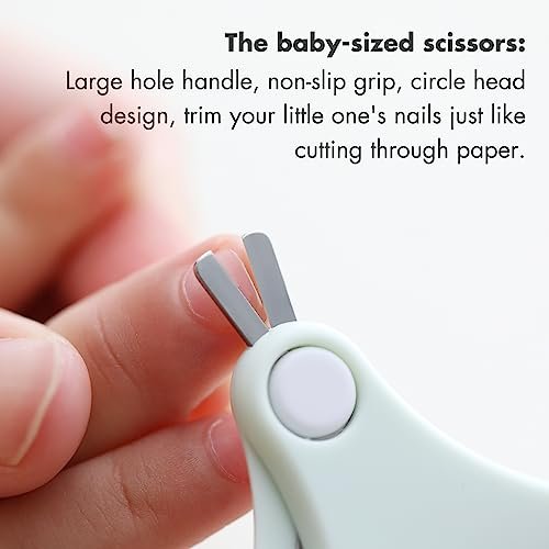 Baby Nail Kit, 4-in-1 Baby Nail Care Set with Cute Case, Baby Nail Clippers, Scissors, Nail File & Tweezers, Baby Manicure Kit and Pedicure kit for Newborn, Infant, Toddler, Kids-Owl Green