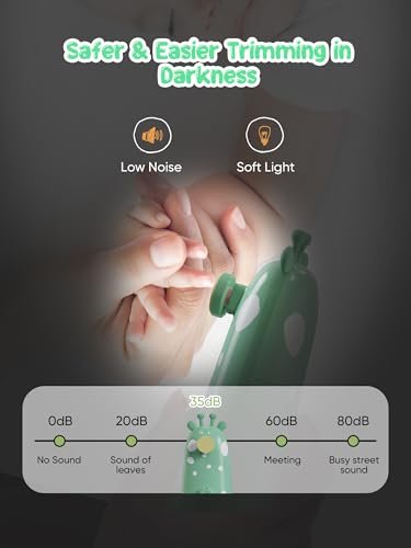 Baby Nail Trimmer Electric Baby Nail File, Baby Nail Clippers with 10 Grinding Heads & LED Light Safe Electric Nail File for Baby Newborn Toddler Toes Fingernails Baby Nail Care Kit Green